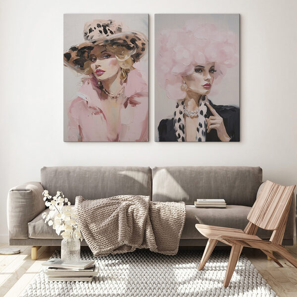 Collage of a woman with a pink hat Collage of a woman with a pink hat