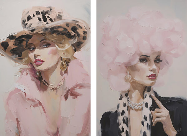 Collage of a woman with a pink hat Collage of a woman with a pink hat