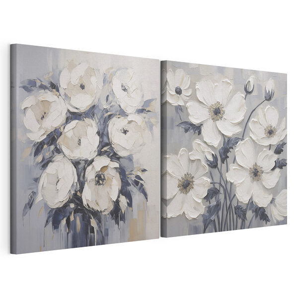 Modulaire canvasprint Schilderij van bloemen op doek