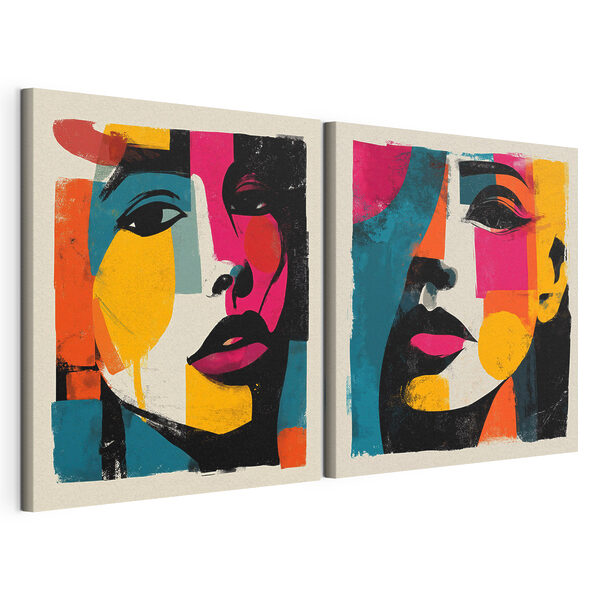 Modulaire canvasprint Een paar posters met gezichten van vrouwen