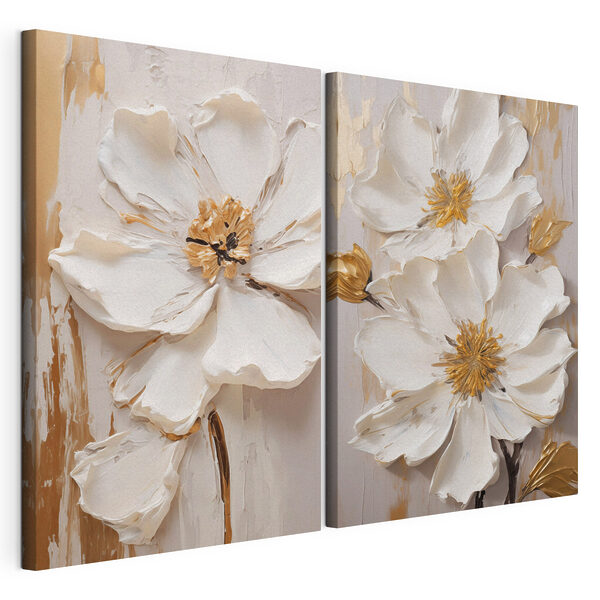 Verfijnde bloemen in zachte tinten Modulaire canvasprint Verfijnde bloemen in zachte tinten