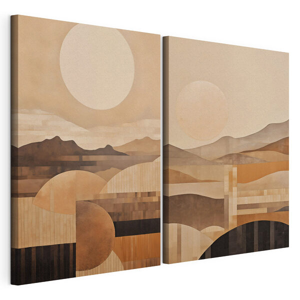 Modulaire canvasprint Modulaire canvasprint Schilderij van heuvels en de zon (Artikelnummer: m30578)