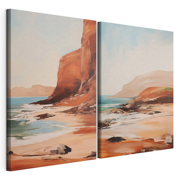 Modulaire canvasprint Schilderij van een strand en een rotsachtige klif (Artikelnummer: m30574) Modulaire canvasprint Modulaire canvasprint Schilderij van een strand en een rotsachtige klif (Artikelnummer: m30574)