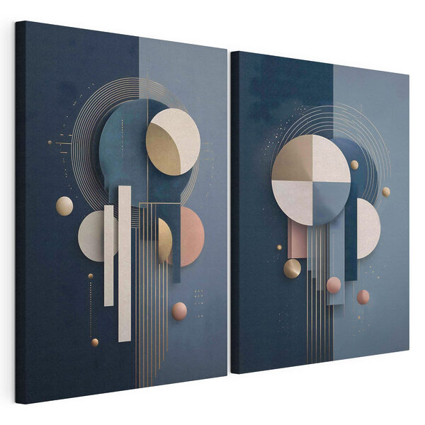Modulaire canvasprint Modulaire canvasprint Collage van kunst met cirkels en lijnen (Artikelnummer: m30588)