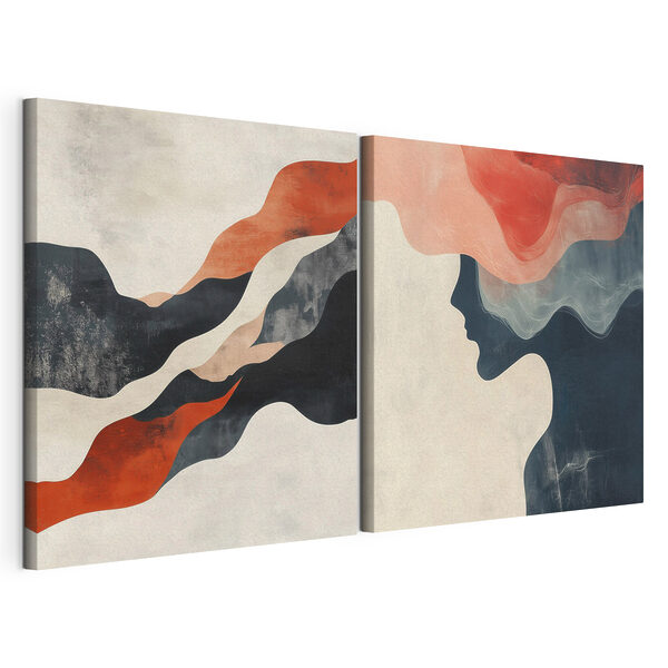 Twee afbeeldingen van het gezicht van een vrouw Modulaire canvasprint Twee afbeeldingen van het gezicht van een vrouw