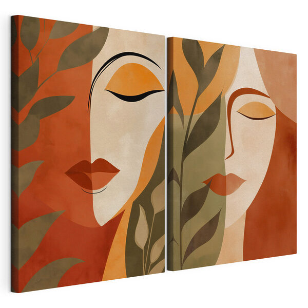 Collage van het gezicht van een vrouw Modulaire canvasprint Collage van het gezicht van een vrouw