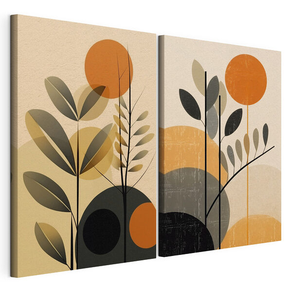 Modulaire canvasprint Twee afbeeldingen van planten en cirkels (Artikelnummer: m30564) Modulaire canvasprint Modulaire canvasprint Twee afbeeldingen van planten en cirkels (Artikelnummer: m30564)