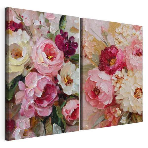 Bloesems in levendige, zachte tinten Modulaire canvasprint Bloesems in levendige, zachte tinten