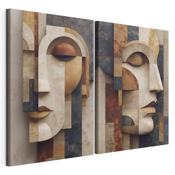 Modulaire canvasprint Collage van een gezicht