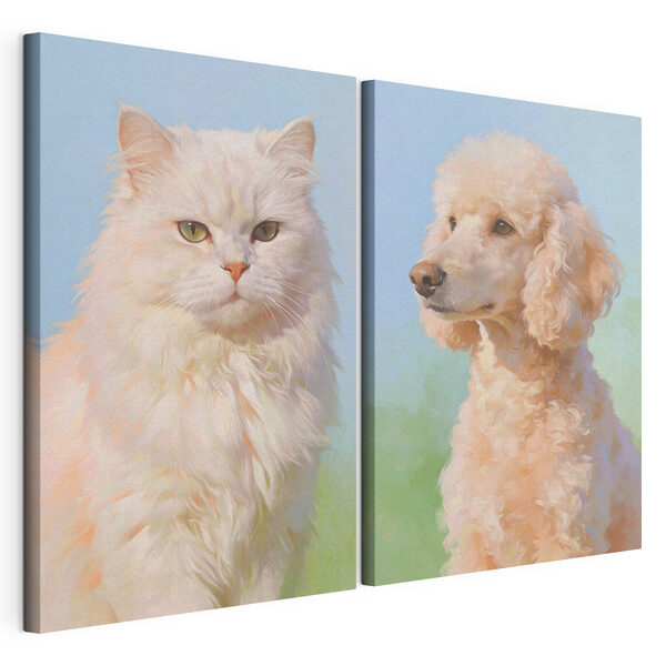 Modulaire canvasprint Kat en hond die naar de camera kijken (Artikelnummer: m30468) Modulaire canvasprint Modulaire canvasprint Kat en hond die naar de camera kijken (Artikelnummer: m30468)