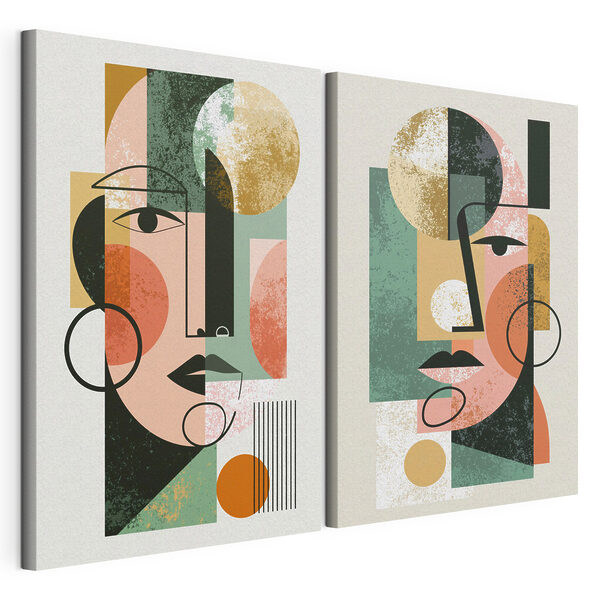 Modulaire canvasprint Een paar foto’s van het gezicht van een vrouw