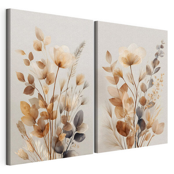 Elegante bloemschikking in zachte tinten Modulaire canvasprint Elegante bloemschikking in zachte tinten