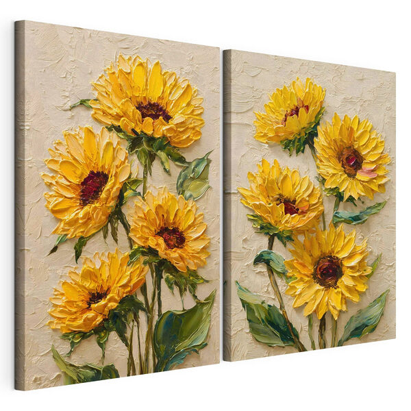 Levendige zonnebloemen in volle bloei Modulaire canvasprint Levendige zonnebloemen in volle bloei