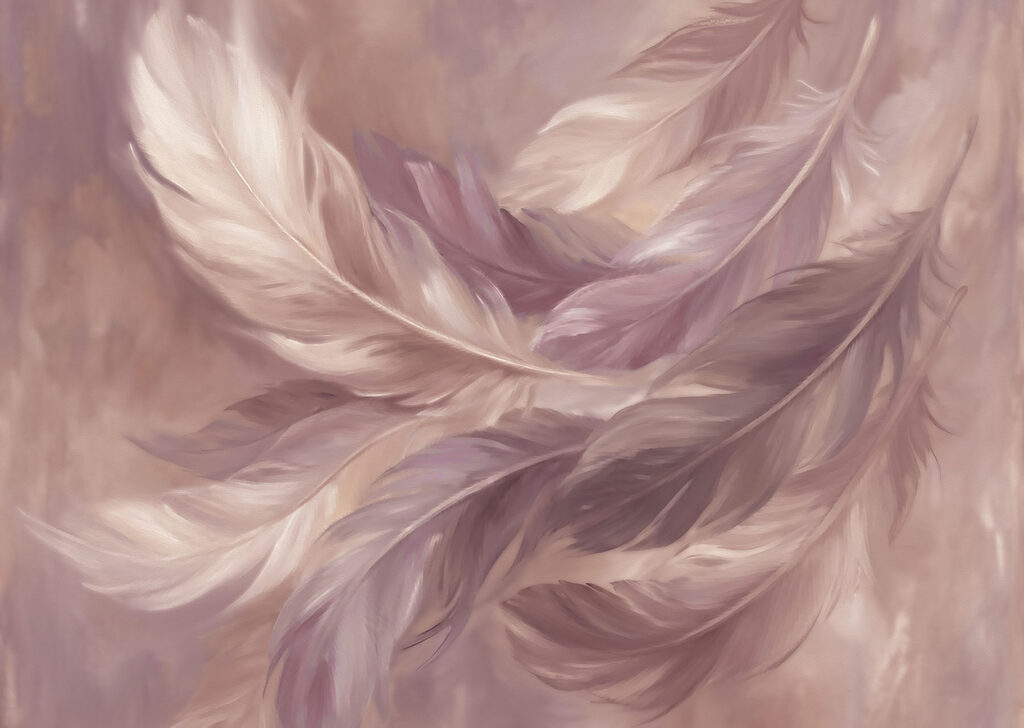 Delicate feathers in soft hues
