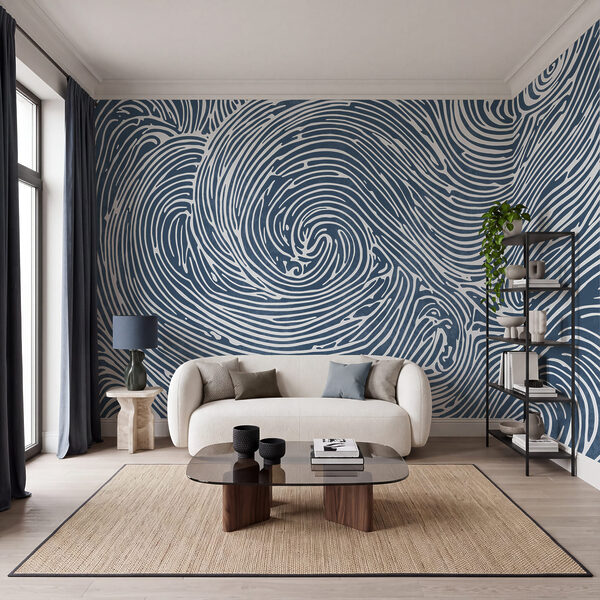 Blauw-wit krulpatroon Blauw-wit krulpatroon