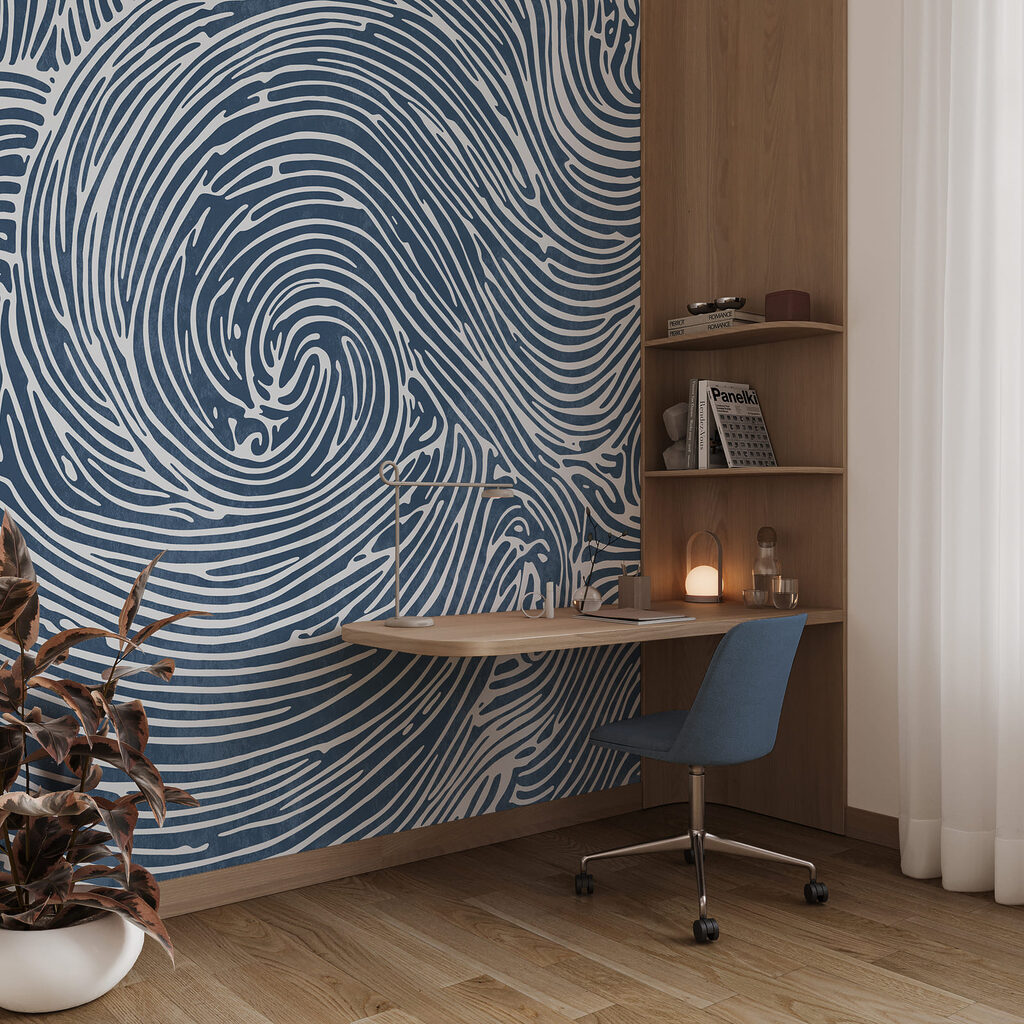 Blauw-wit krulpatroon Blauw-wit krulpatroon