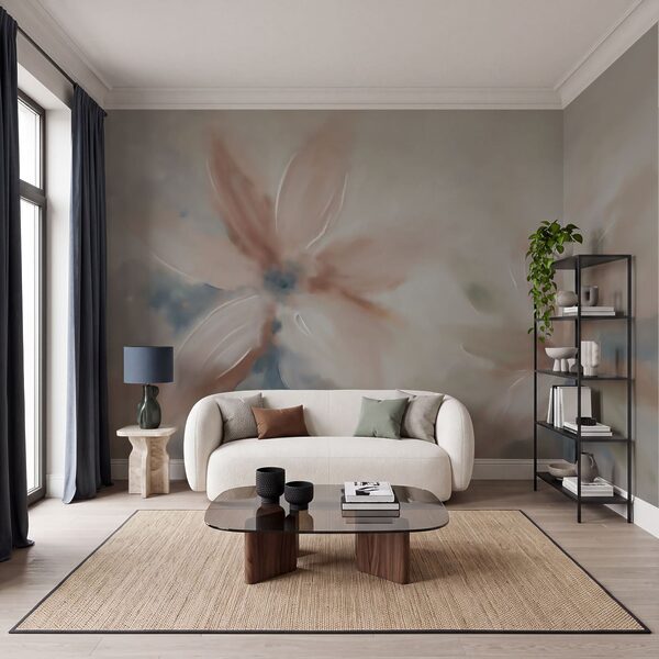 Schilderij van bloemen op een witte ondergrond Schilderij van bloemen op een witte ondergrond