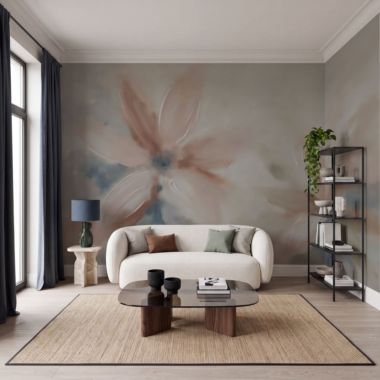 Schilderij van bloemen op een witte ondergrond Schilderij van bloemen op een witte ondergrond