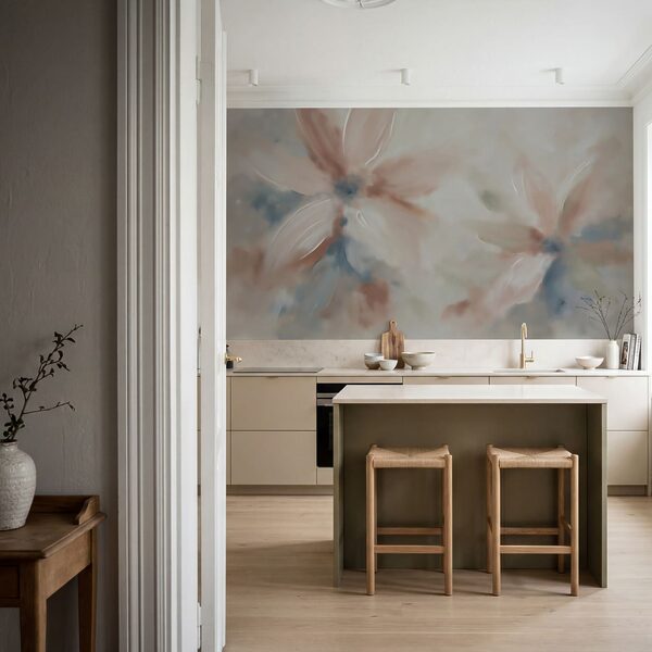 Schilderij van bloemen op een witte ondergrond Schilderij van bloemen op een witte ondergrond