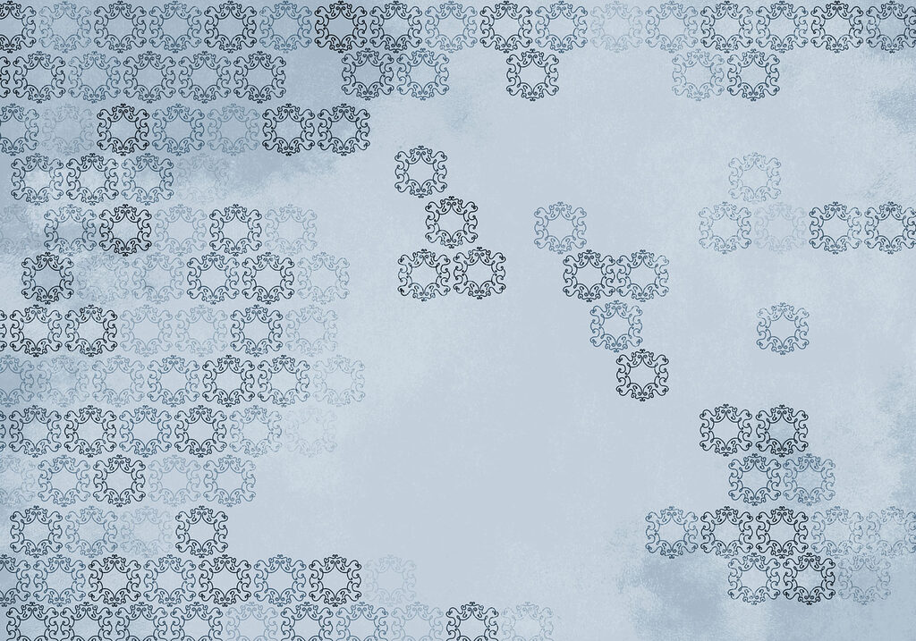 Blue background with black and white patterns