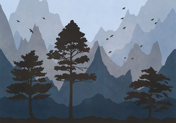 Painting of mountains and trees Painting of mountains and trees