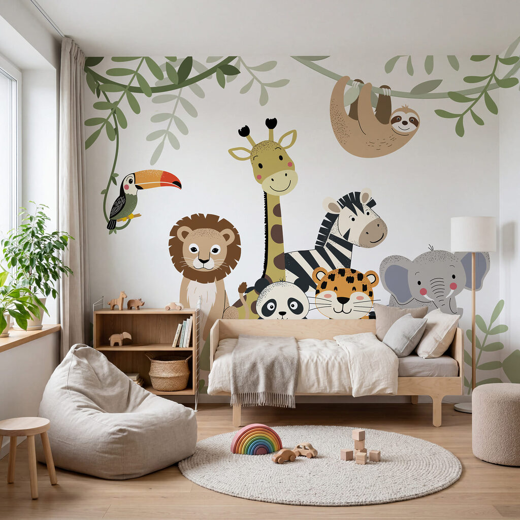 Een groep dieren in de jungle Een groep dieren in de jungle