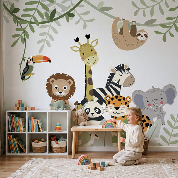 Een groep dieren in de jungle Een groep dieren in de jungle