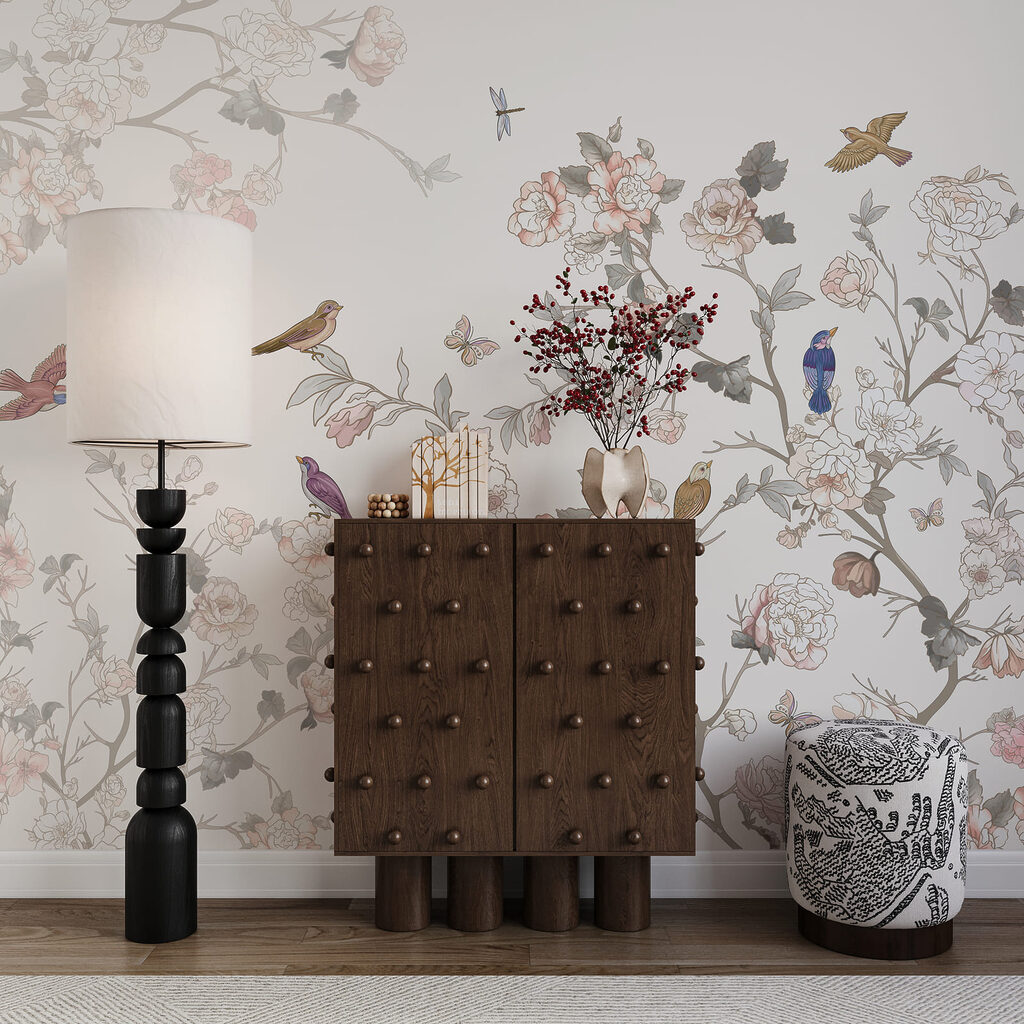 Bloemenschilderij met kleurrijke vogels Bloemenschilderij met kleurrijke vogels