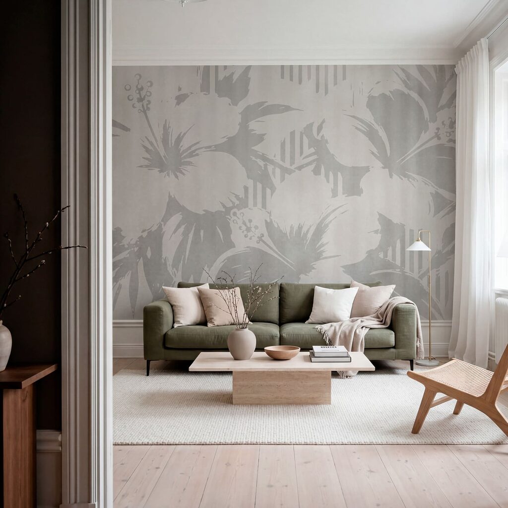 Wit en grijs bloemenpatroon