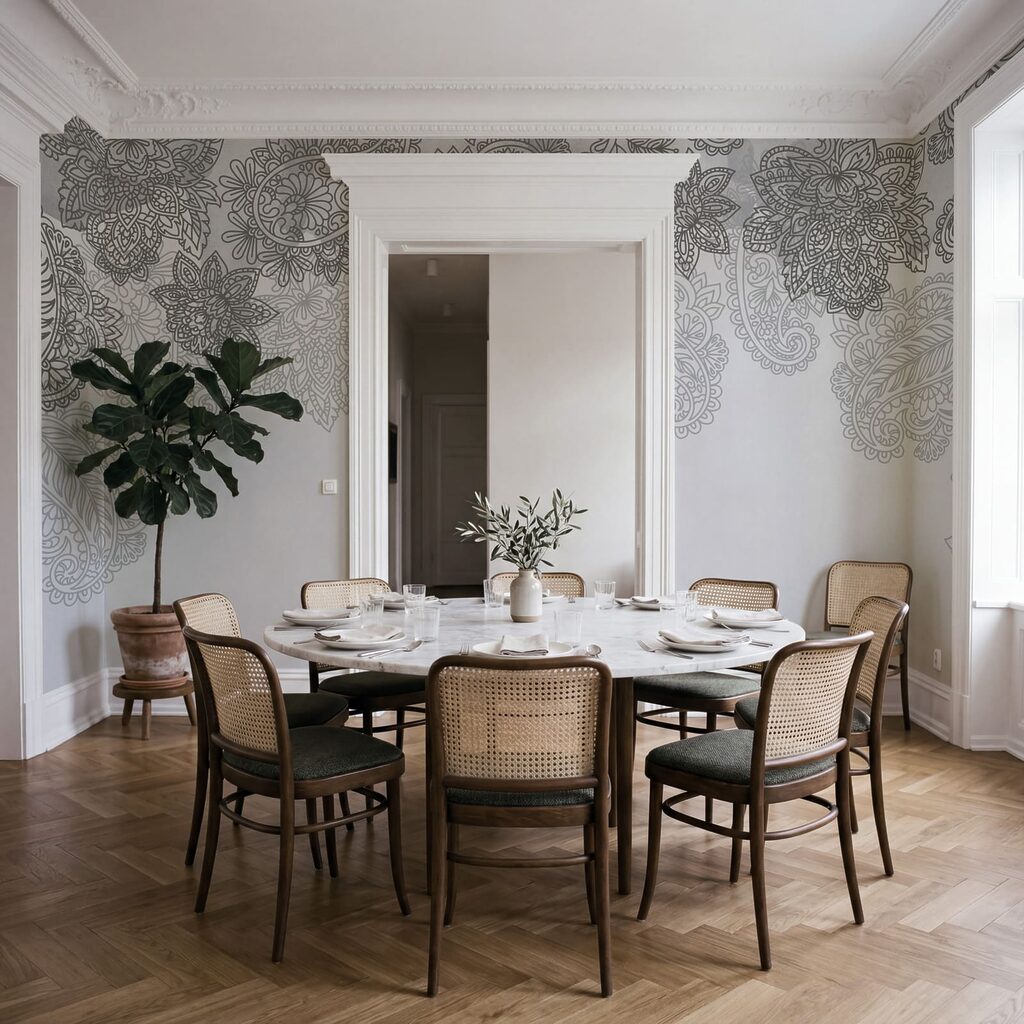 Grijze en witte achtergrond met paisleypatroon Grijze en witte achtergrond met paisleypatroon