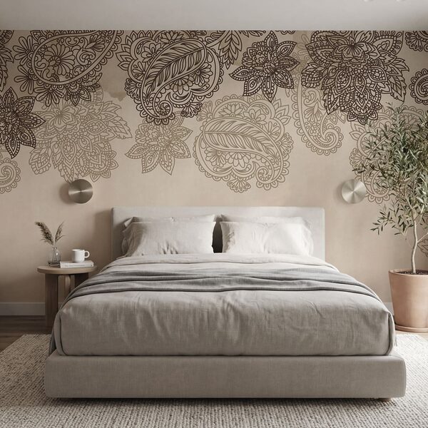 Rand met paisley-motief en bloemen Rand met paisley-motief en bloemen