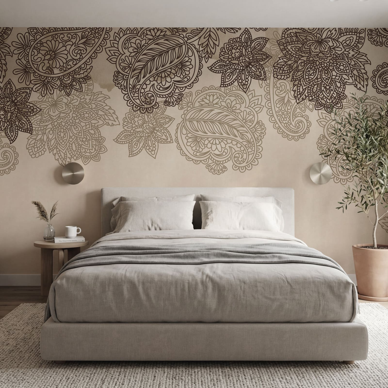 Rand met paisley-motief en bloemen Rand met paisley-motief en bloemen