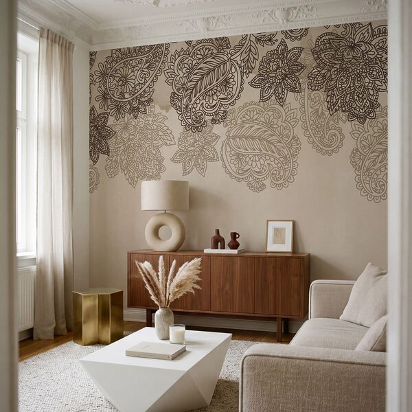 Rand met paisley-motief en bloemen Rand met paisley-motief en bloemen