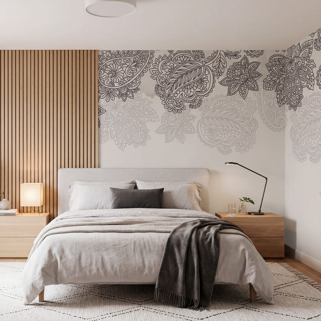 Rand met paisley-motief en bloemen