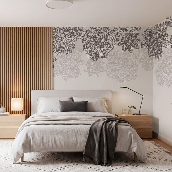 Rand met paisley-motief en bloemen