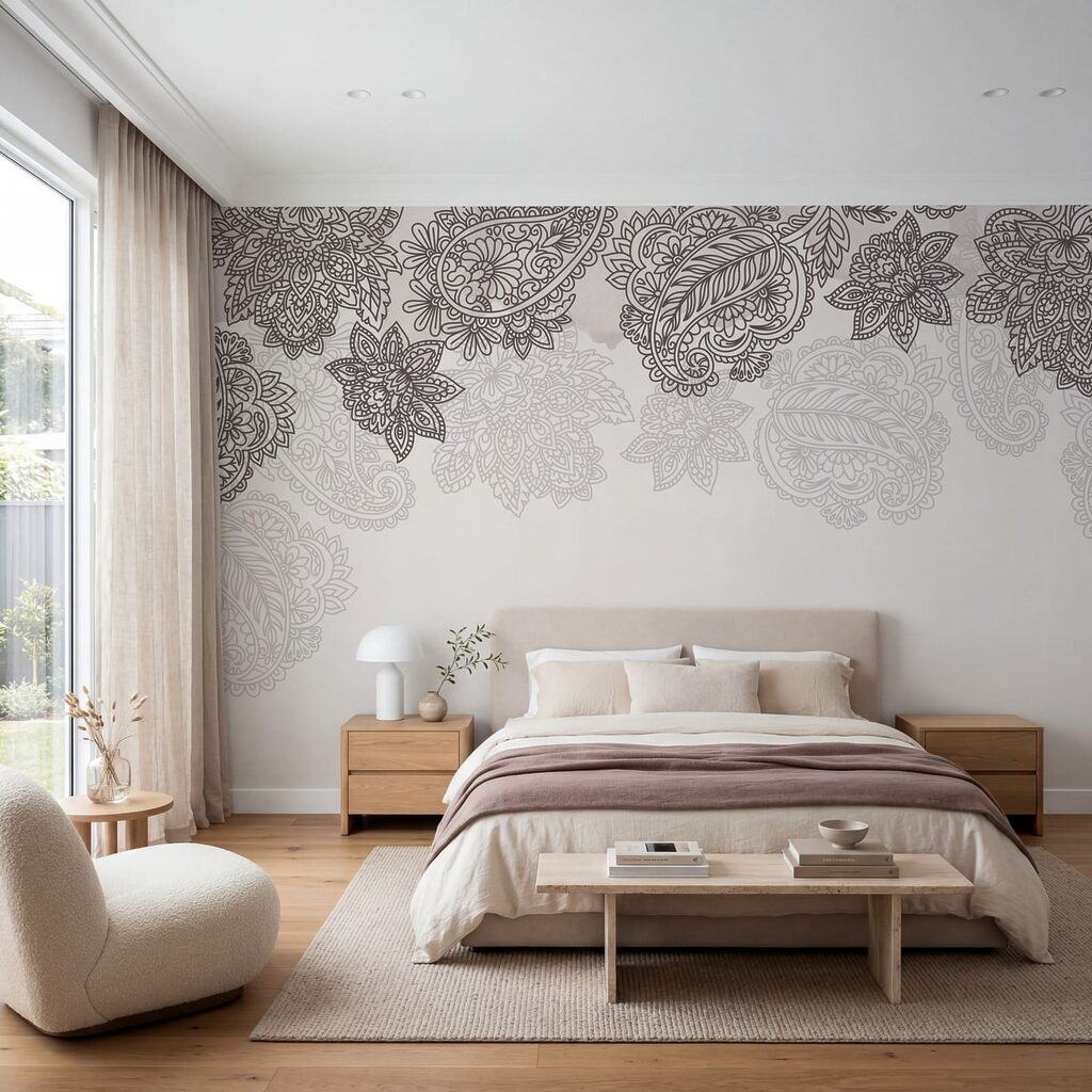 Rand met paisley-motief en bloemen