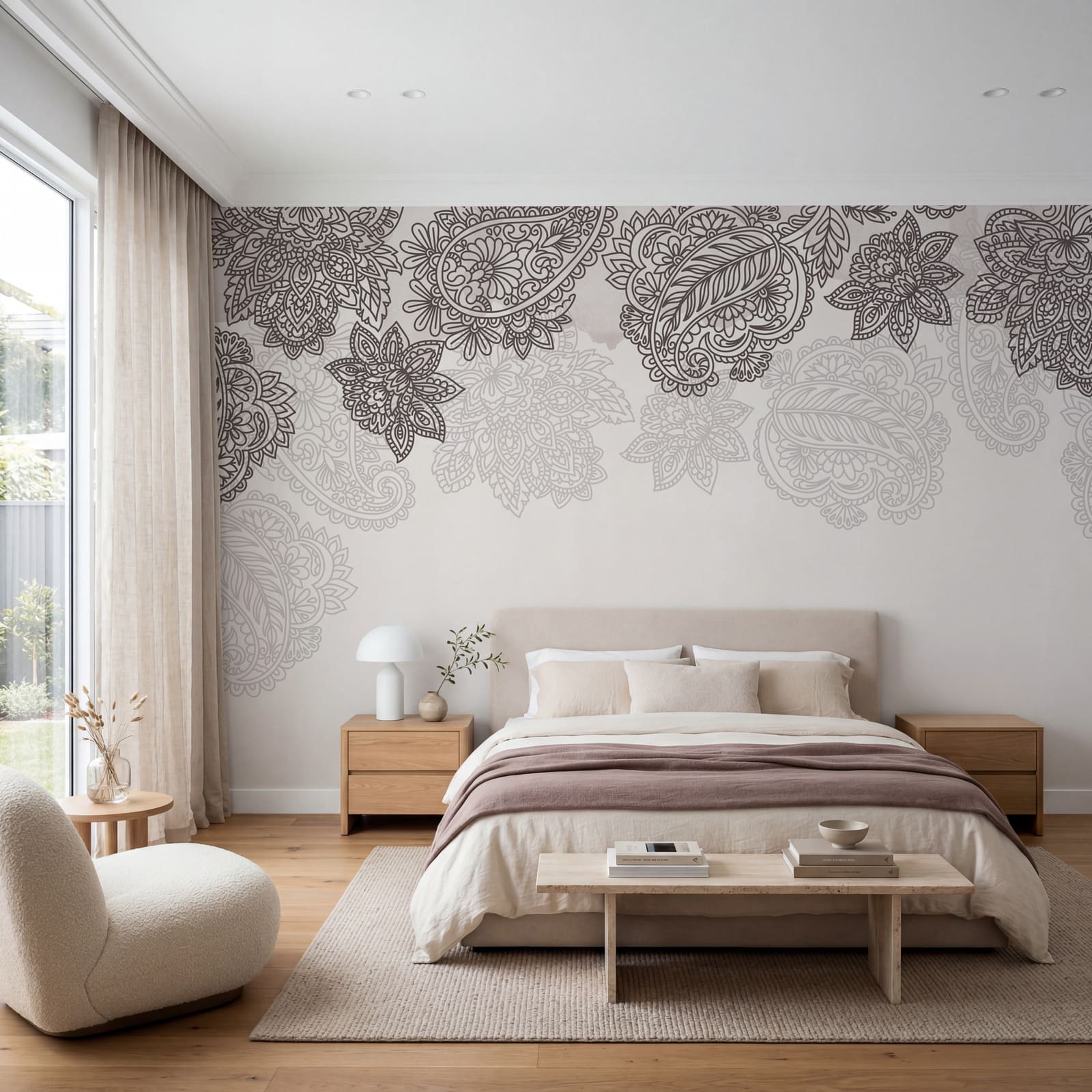 Rand met paisley-motief en bloemen