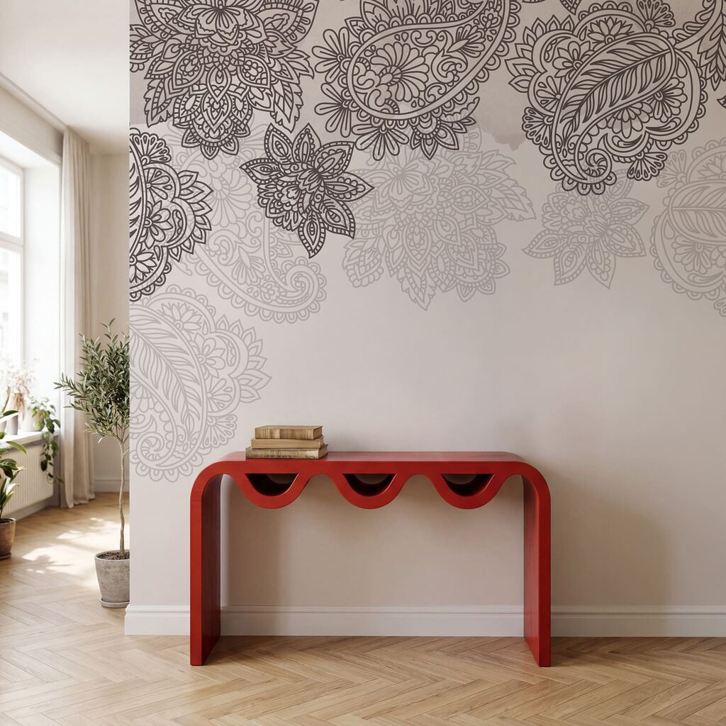 Rand met paisley-motief en bloemen