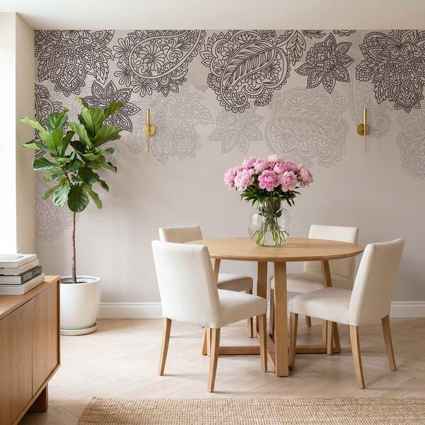 Rand met paisley-motief en bloemen