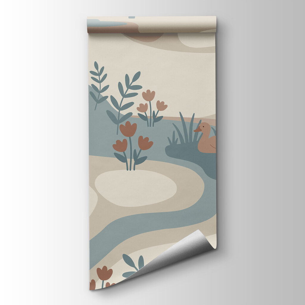 Landscape with ducks and trees