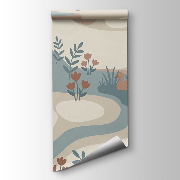 Landscape with ducks and trees