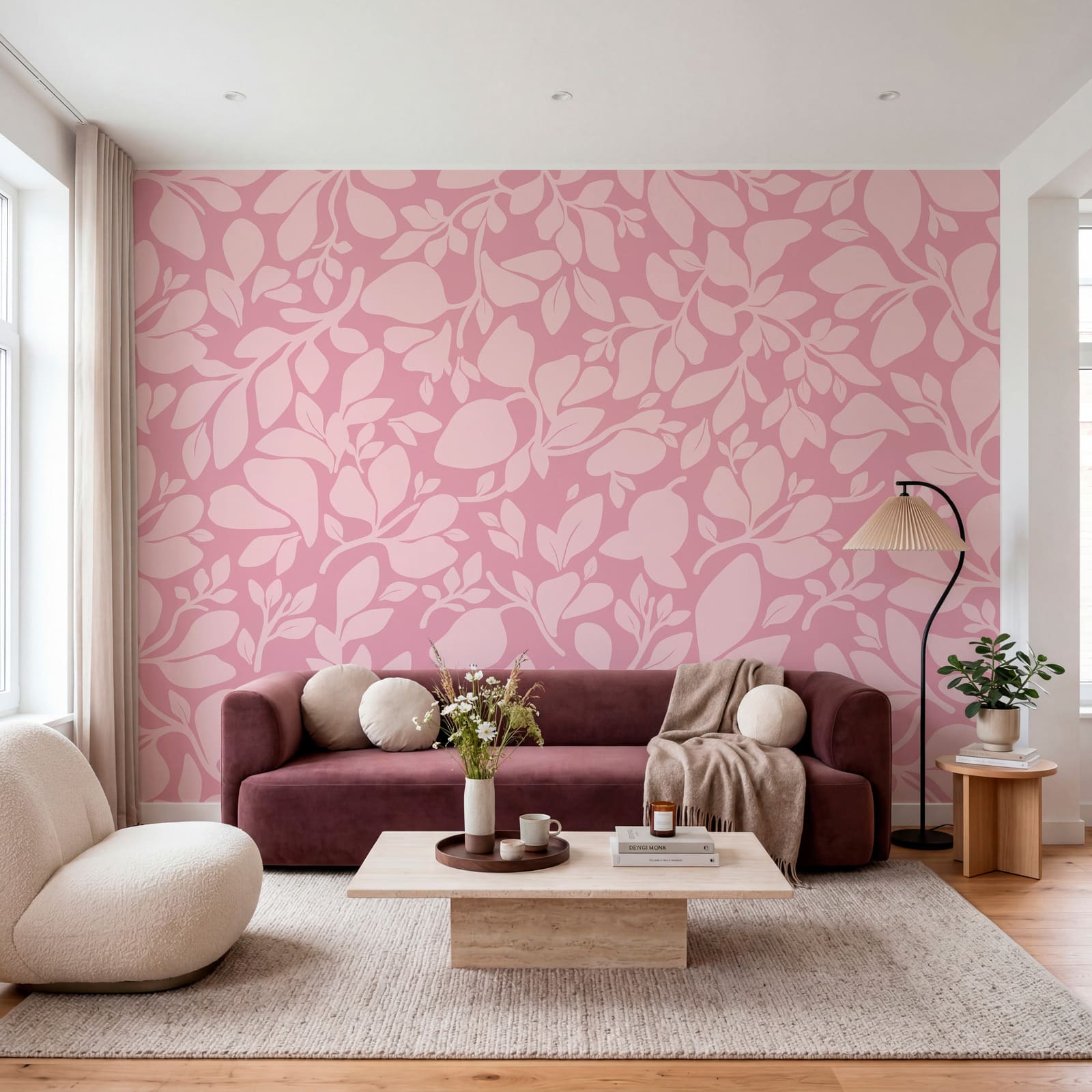 Roze patroon met bladeren Roze patroon met bladeren