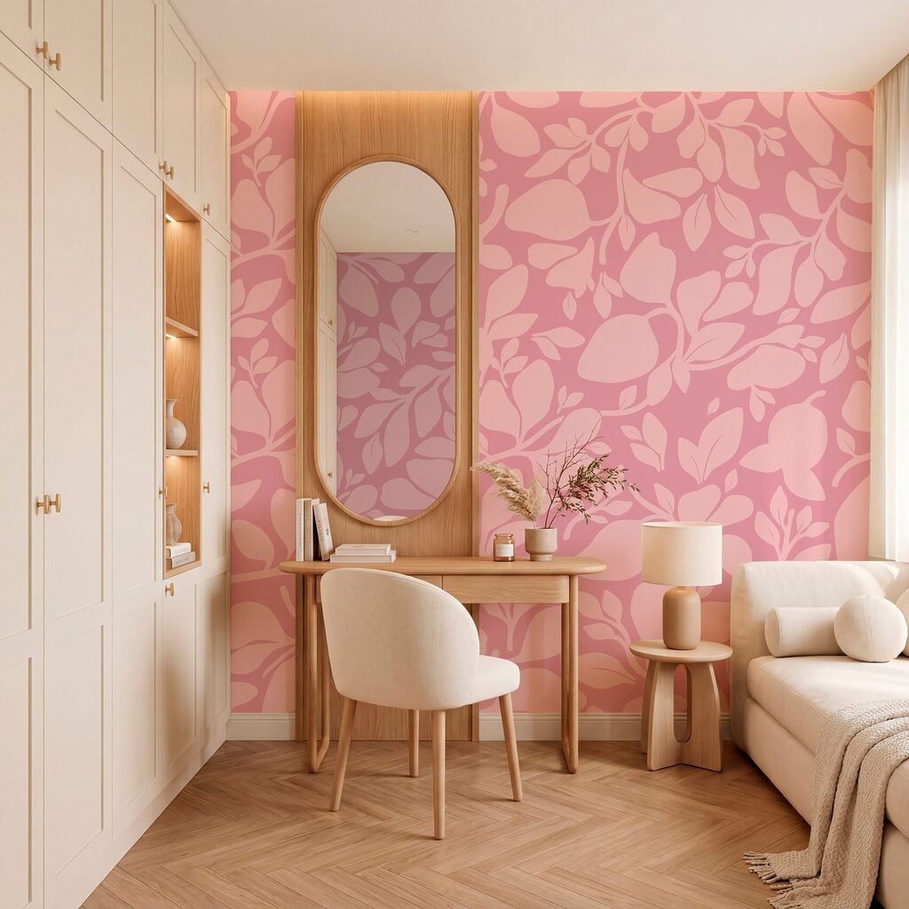 Roze patroon met bladeren Roze patroon met bladeren