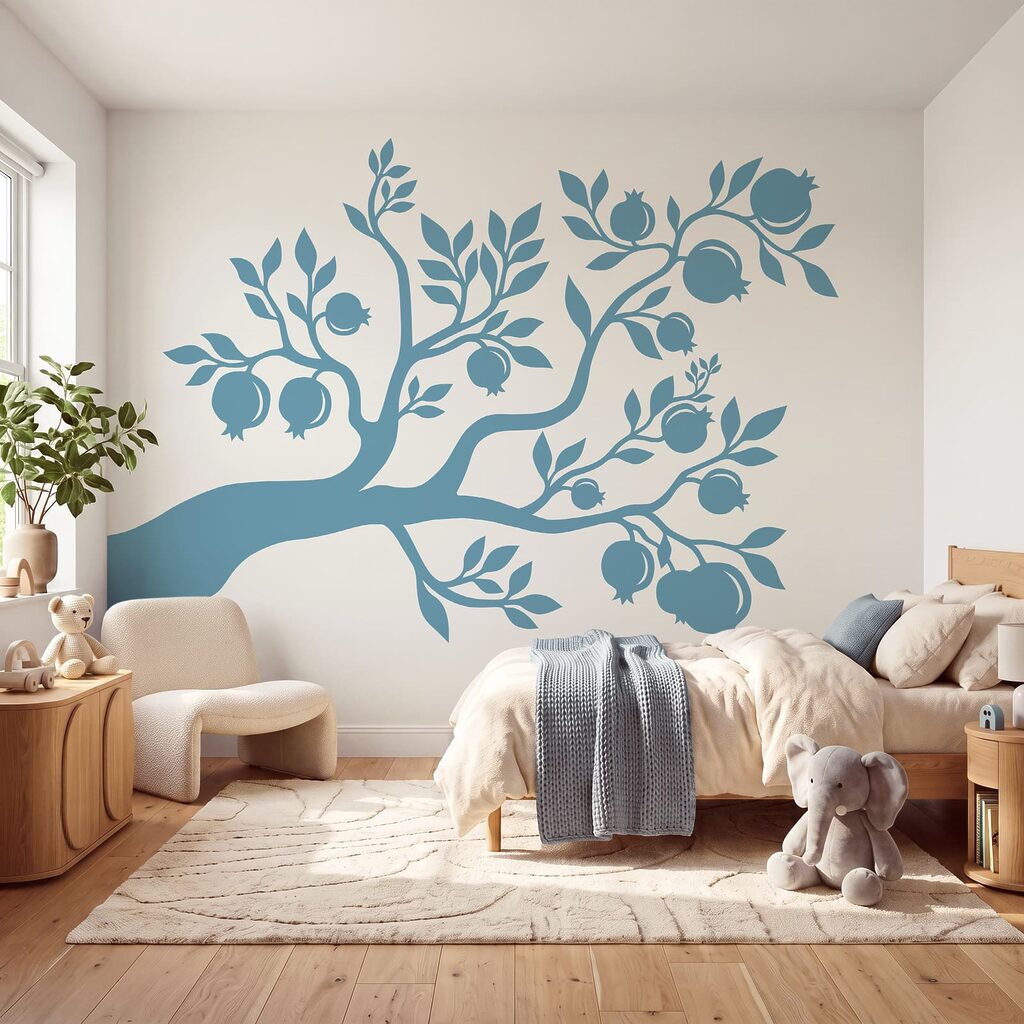 Blauwe boom met bladeren en vruchten Blauwe boom met bladeren en vruchten