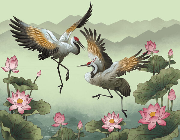 Couple of cranes in flight