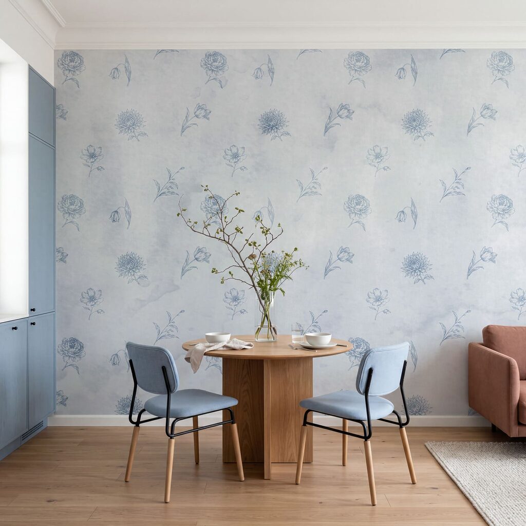 Blauw-wit bloemenpatroon