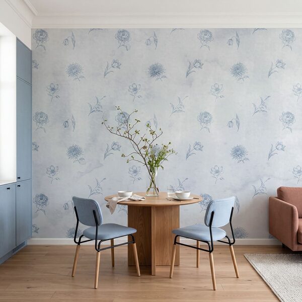 Blauw-wit bloemenpatroon