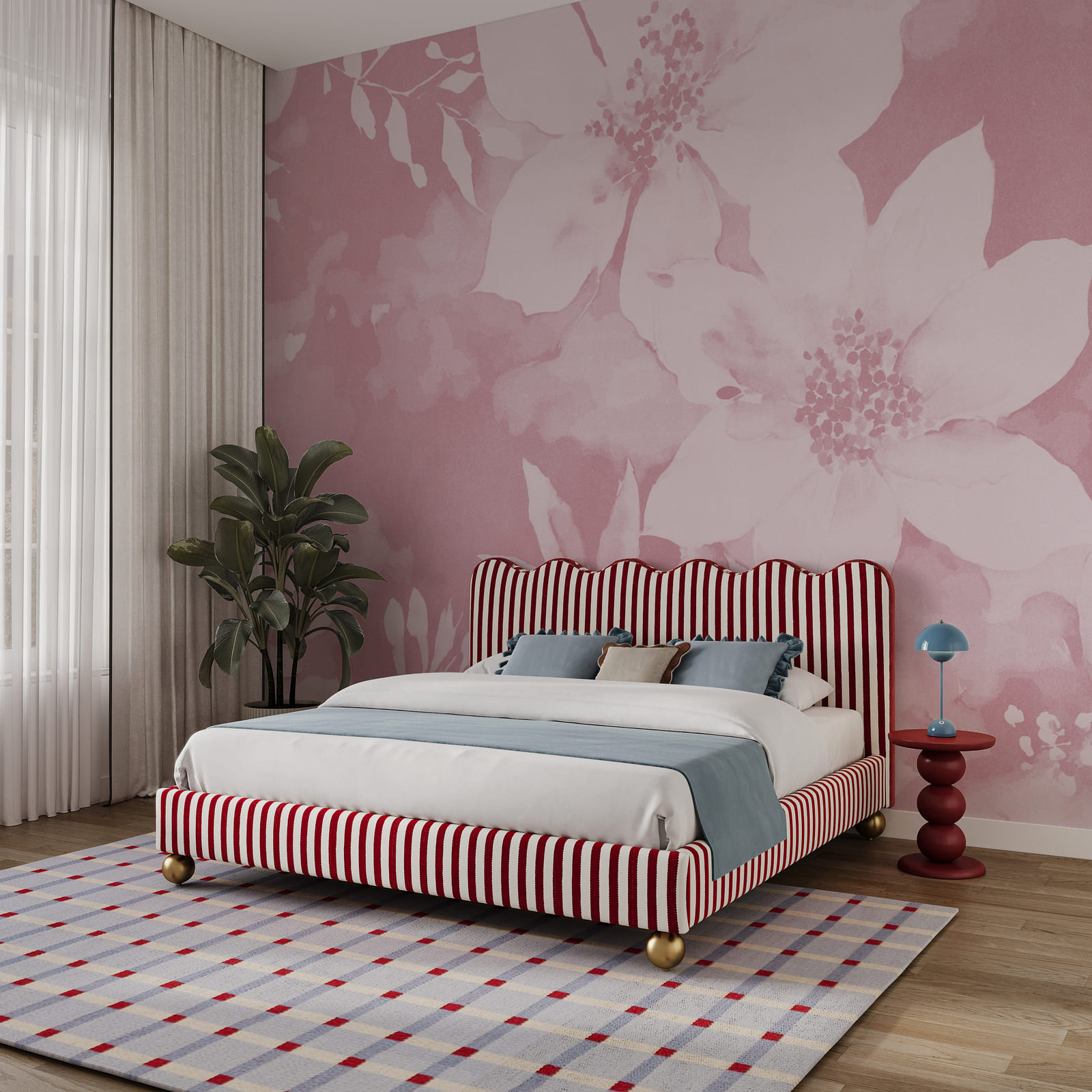Roze bloemenpatroon met witte bloemen
