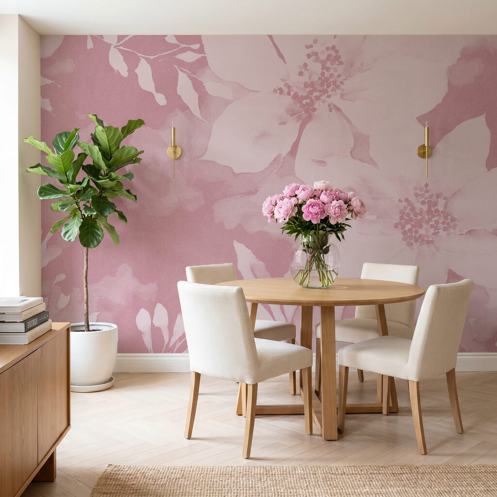 Roze bloemenpatroon met witte bloemen