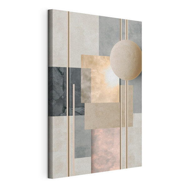 Witte bal aan een stokje met vierkantjes en streepjes Canvas Schilderijen Witte bal aan een stokje met vierkantjes en streepjes